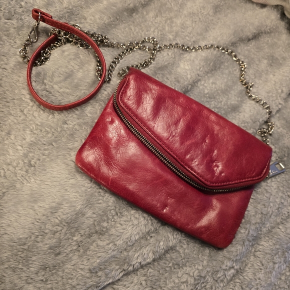 HOBO Handbags - HOBO Red Leather Wristlet Crossbody Clutch